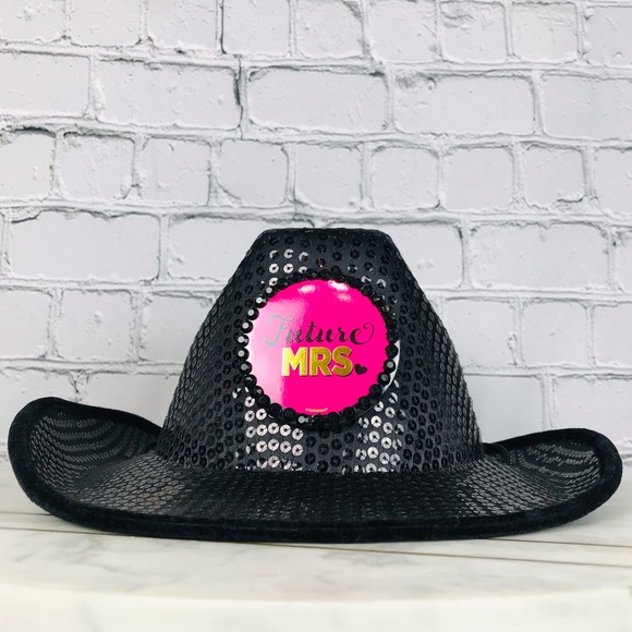 Amscan | Accessories | Bride Cowgirl Hat With Pink Veil Womens Black ...